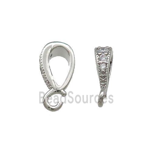 Copper Bail Pave Zircon Platinum Plated