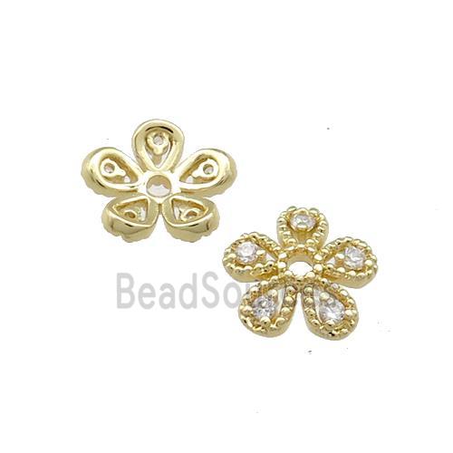 Copper Beadcaps Pave Zircon Gold Plated