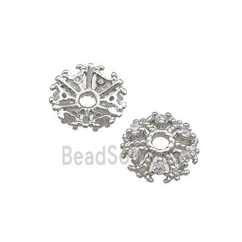 Copper Beadcaps Pave Zircon Platinum Plated