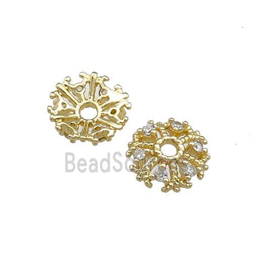 Copper Beadcaps Pave Zircon Gold Plated