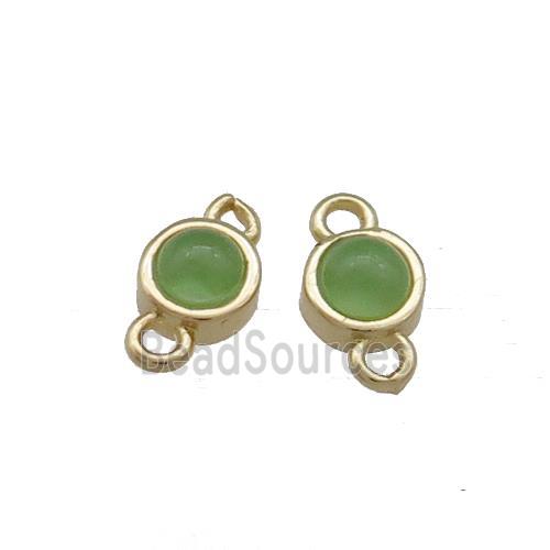 Copper Connector Pave Dye Jade Circle Gold Plated