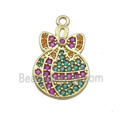 Christmas Gift Charms Copper Pendant Pave Zircon Gold Plated