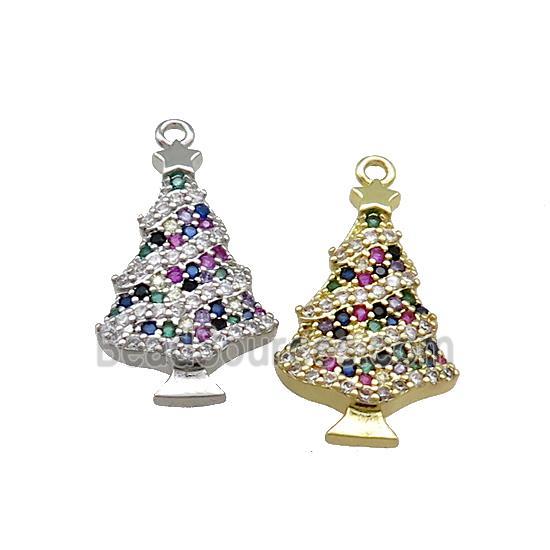 Christmas Tree Charms Copper Pendant Pave Zircon Mixed