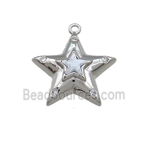 Copper Star Pendant Pave Zircon Platinum Plated