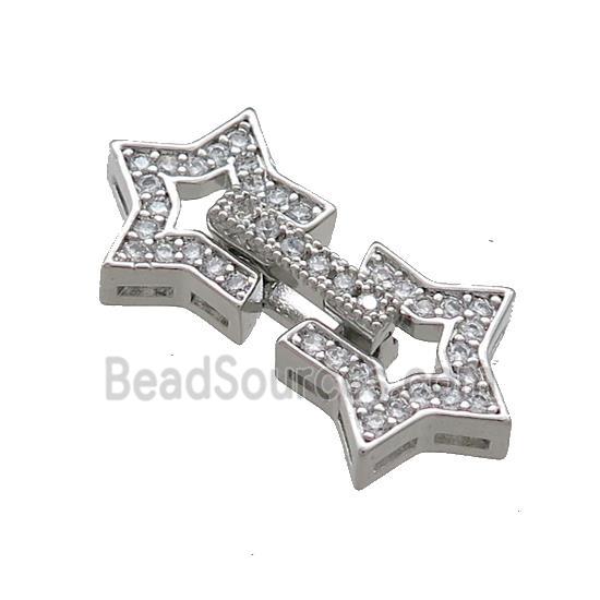 Copper Star Clasp Pave Zircon Platinum Plated