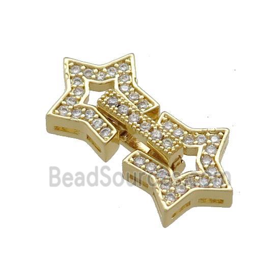 Copper Star Clasp Pave Zircon Gold Plated