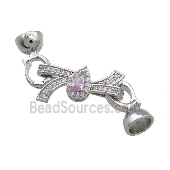 Copper Knot Clasp Pave Zircon Platinum Plated