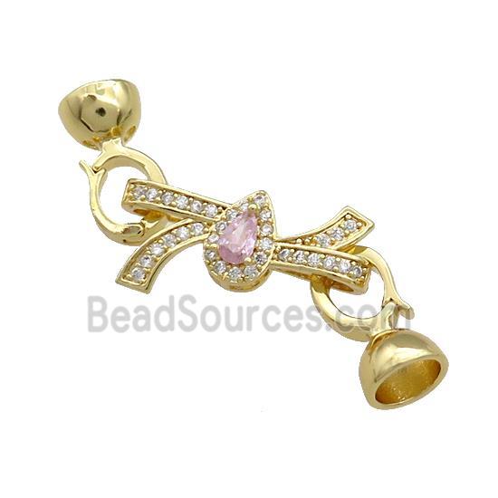 Copper Knot Clasp Pave Zircon Gold Plated