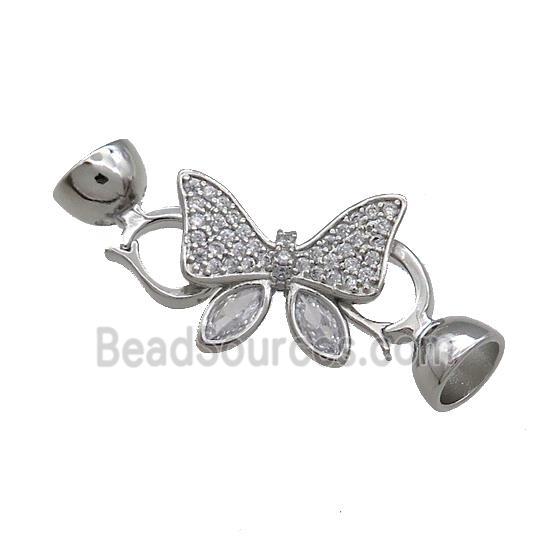 Copper Butterfly Clasp Pave Zircon Platinum Plated