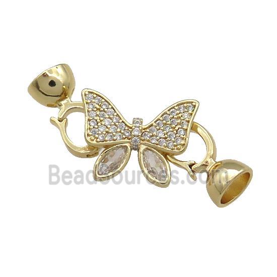 Copper Butterfly Clasp Pave Zircon Gold Plated