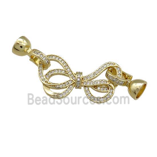 Copper Bowknot Clasp Pave Zircon Gold Plated