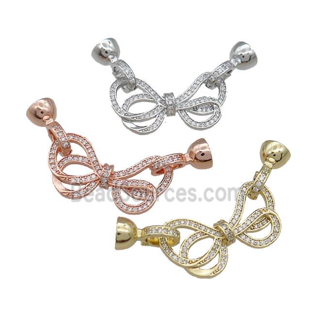 Copper Bowknot Clasp Pave Zircon Mixed