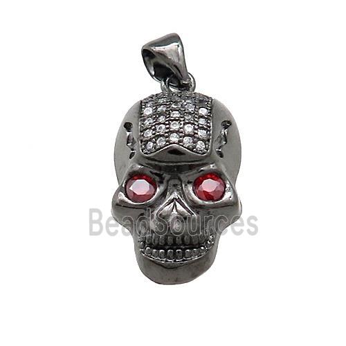 Copper Skull Pendant Pave Zircon Black Plated