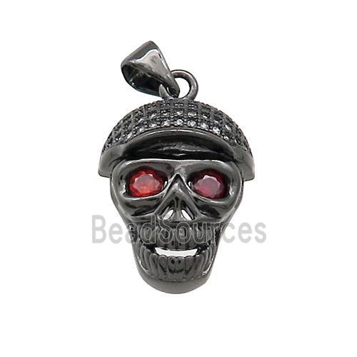 Copper Skull Pendant Pave Zircon Black Plated