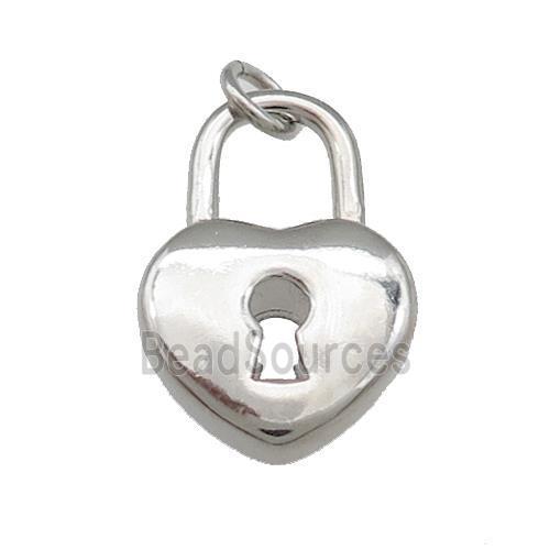 Copper Lock Pendant Heart Platinum Plated