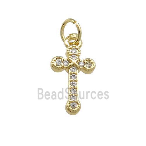 Copper Cross Pendant Pave Zircon Gold Plated