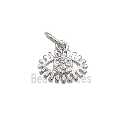 Copper Eye Pendant Pave Zircon Platinum Plated