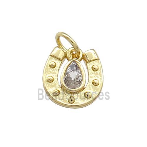 Copper Horseshoe Charms Pendant Pave Zircon Gold Plated