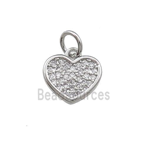 Copper Heart Pendant Pave Zircon Platinum Plated