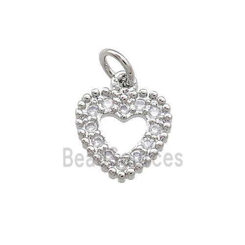 Copper Heart Pendant Pave Zircon Platinum Plated