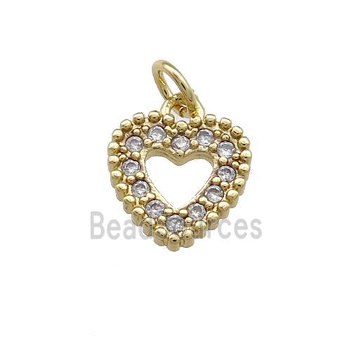 Copper Heart Pendant Pave Zircon Gold Plated