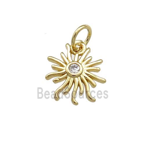 Copper Sun Charms Pendant Pave Zircon Gold Plated