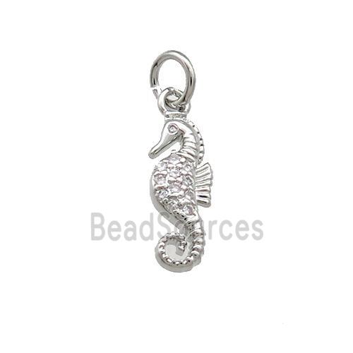 Copper Seahorse Charms Pendant Pave Zircon Platinum Plated