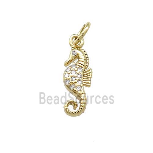 Copper Seahorse Charms Pendant Pave Zircon Gold Plated