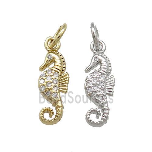 Copper Seahorse Charms Pendant Pave Zircon Mixed