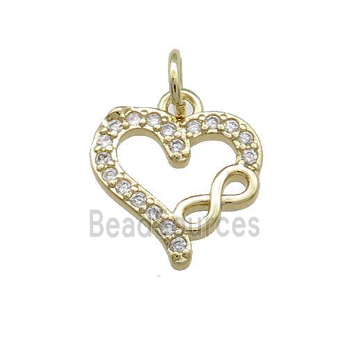 Copper Heart Pendant Pave Zircon Infinity Gold Plated