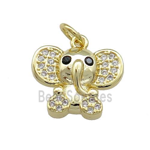 Copper Elephant Pendant Pave Zircon Gold Plated