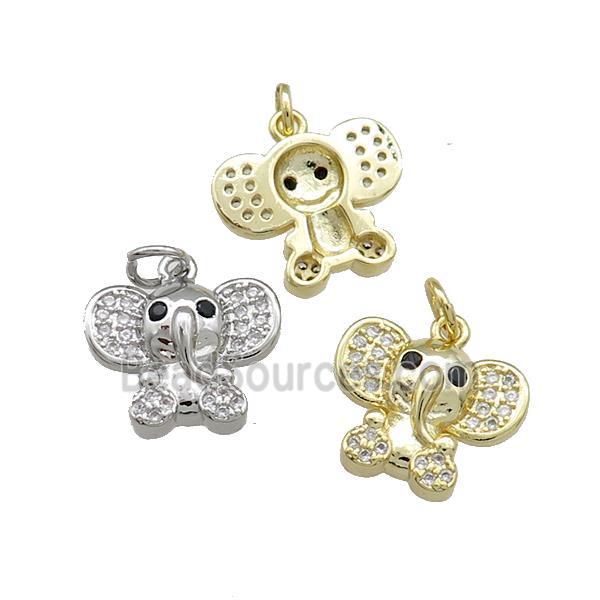 Copper Elephant Charms Pendant Pave Zircon Mixed