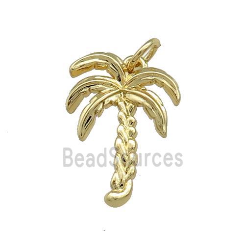 Coconut Tree Charms Copper Pendant Gold Plated