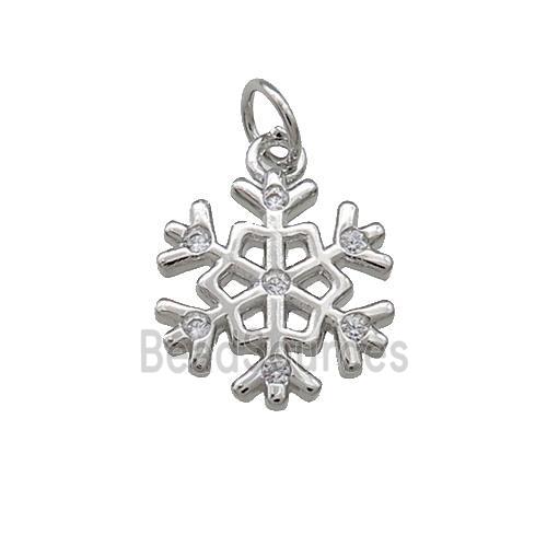 Christmas Snowflake Charms Copper Pendant Pave Zircon Platinum Plated