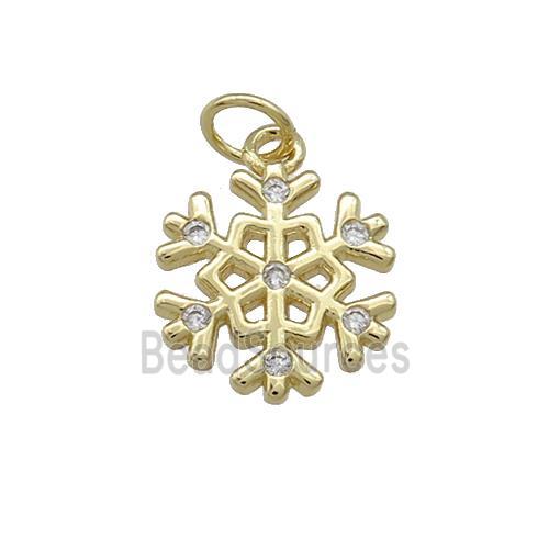 Christmas Snowflake Charms Copper Pendant Pave Zircon Gold Plated