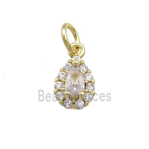 Copper Teardrop Pendant Pave Zircon Gold Plated