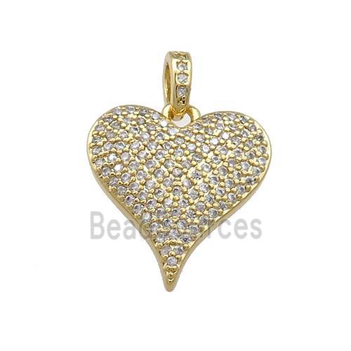 Copper Heart Pendant Pave Zircon Gold Plated