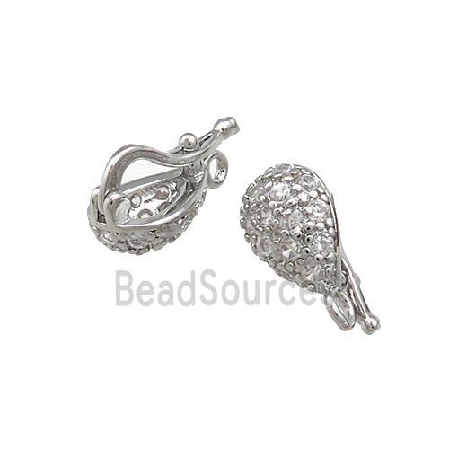 Copper Clasp Pave Zircon Platinum Plated