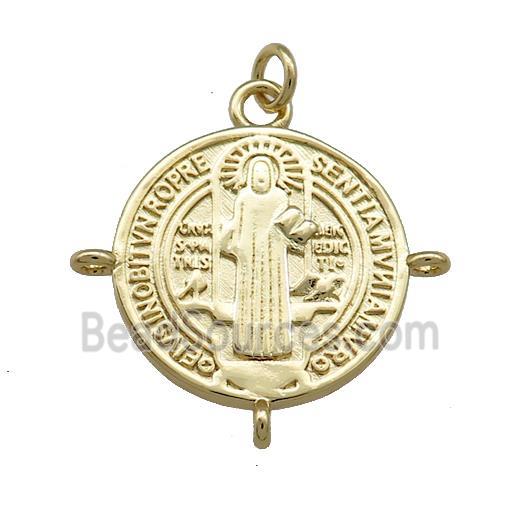 Copper Jesus Pendant Religious Medal Charms Circle Gold Plated