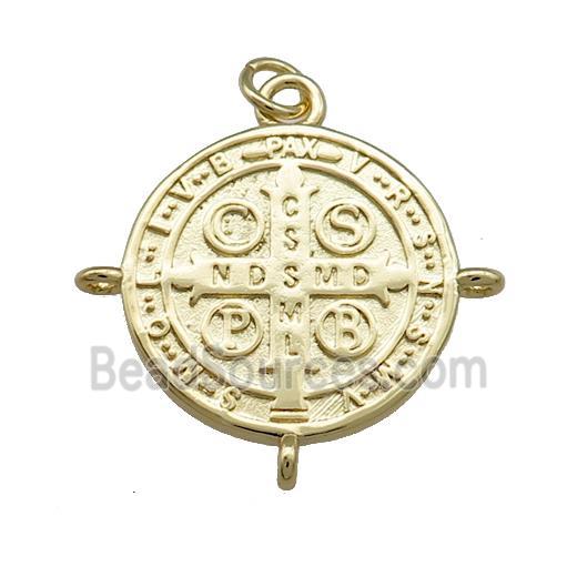 Copper Jesus Pendant Religious Medal Charms Circle Gold Plated