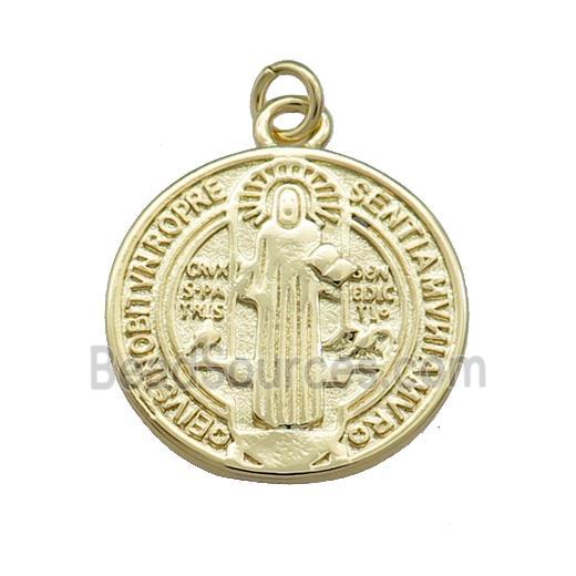 Copper Jesus Pendant Religious Medal Charms Circle Gold Plated