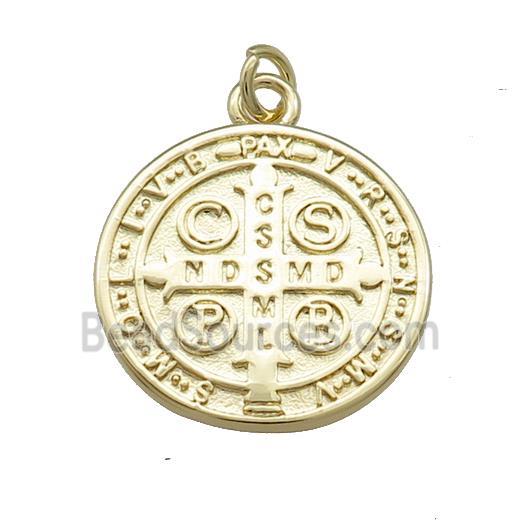 Copper Jesus Pendant Religious Medal Charms Circle Gold Plated