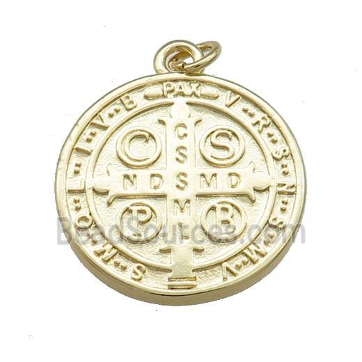 Copper Jesus Pendant Religious Medal Charms Enamel Circle Gold Plated Mixed