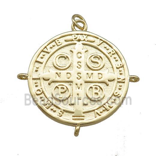 Copper Jesus Pendant Religious Medal Charms Circle Gold Plated