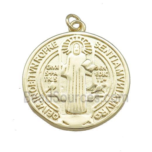 Copper Jesus Pendant Religious Medal Charms Circle Gold Plated