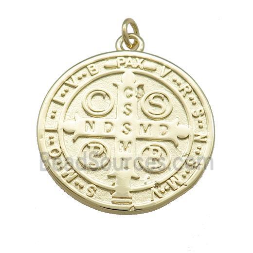 Copper Jesus Pendant Religious Medal Charms Circle Gold Plated