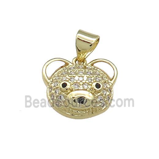 Copper Bear Charms Pendant Pave Shell Zircon 18K Gold Plated