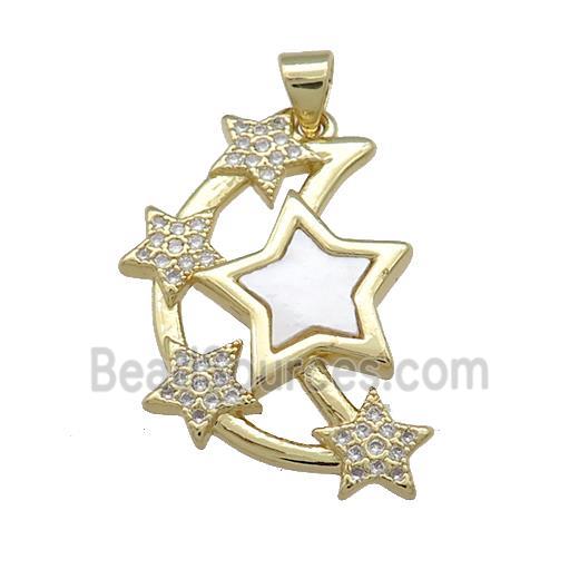 Copper Moon Star Pendant Pave Shell Zircon 18K Gold Plated