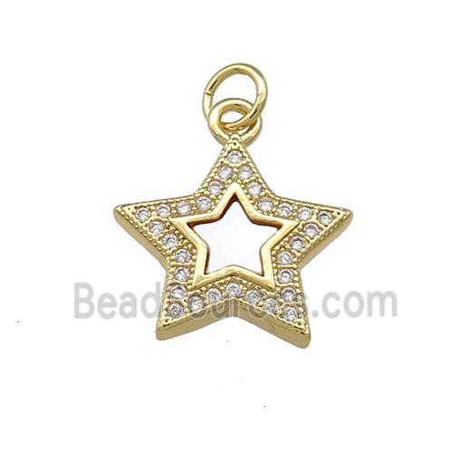 Copper Star Pendant Pave Shell Zircon 18K Gold Plated