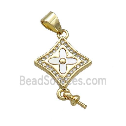 Copper Star Cross Pendant Pave Shell Zircon 18K Gold Plated